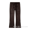 Autumn and winter American retro suede zipper trousers